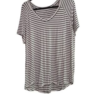 American Eagle Soft & Sexy Shirt Striped V-Neck Short Sleeve Loose Fit Top